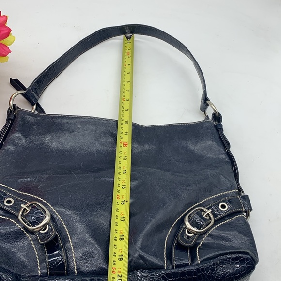 Luce gorgeous navy blue leather shoulder bag wit check lining MCB5405M - Picture 12 of 14